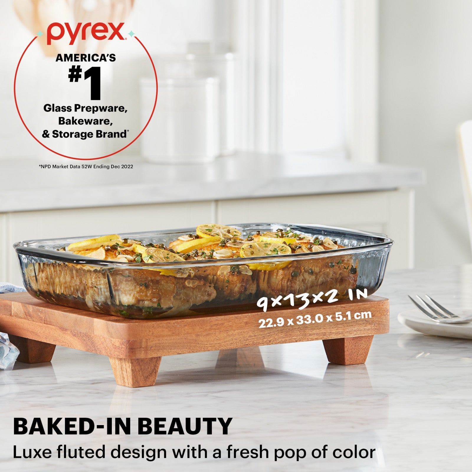 Pyrex? Sculpted Tinted Colors Sculpted Tinted 9 x 13 Baking Dish. Smoke - Image 3
