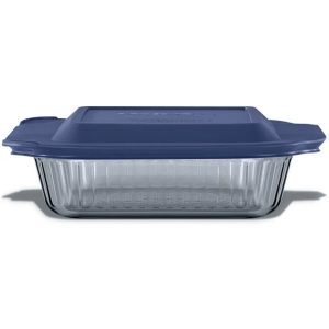 Pyrex® Colors Sculpted Tinted 8 Square Baking Dish with Plastic Lid. Smoke