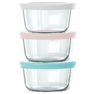 Pyrex? Simply Store? 6-piece 1-cup Round Glass Storage Set with Assorted Color Lids