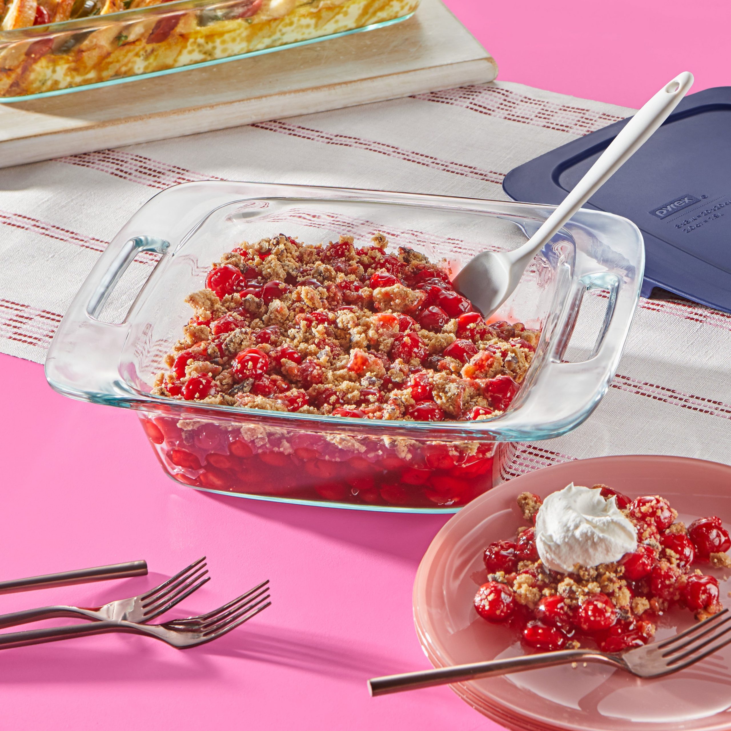 Pyrex® Easy Grab® 8 Square Glass Baking Dish with Red Lid - Image 2