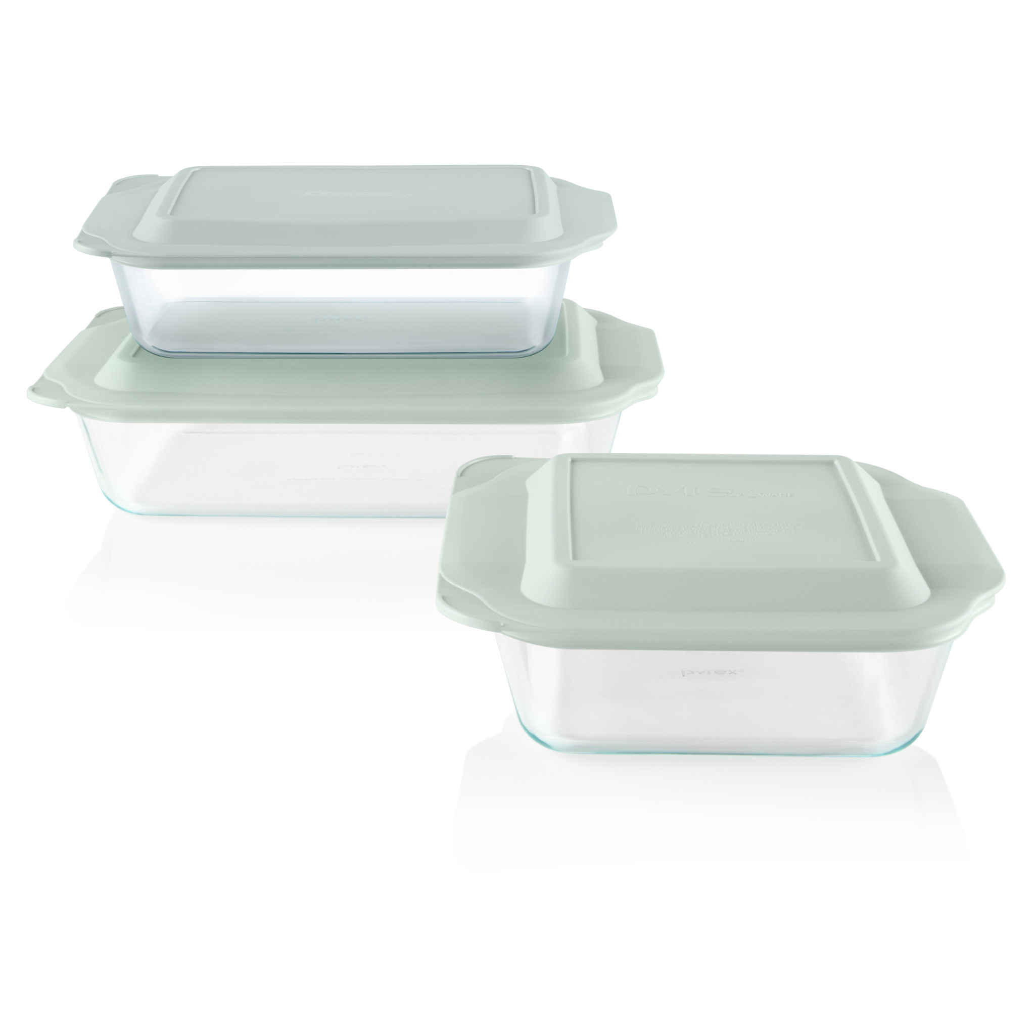 Pyrex® Deep 6-piece Glass Baking Dish Set with Green Sage Lids