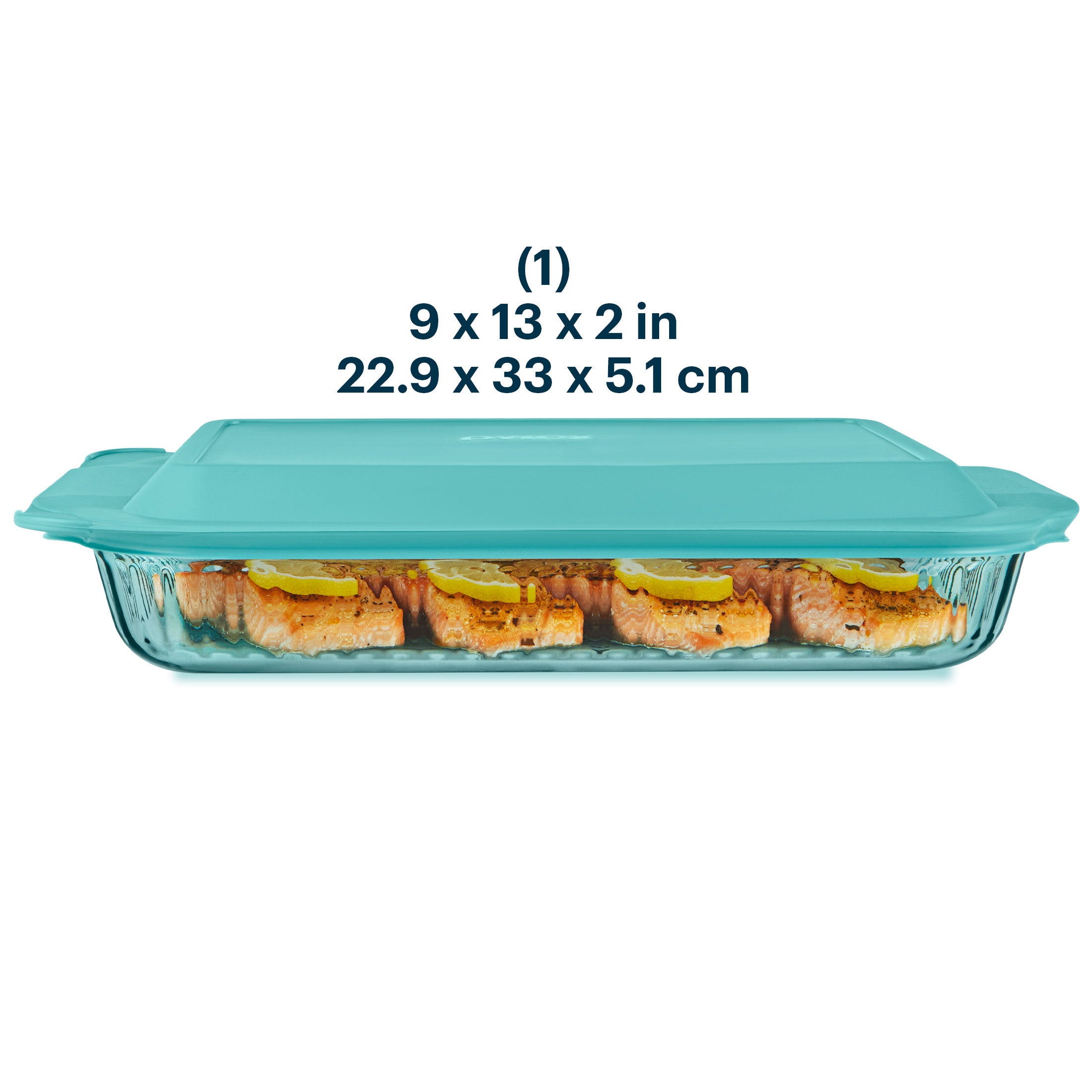 Pyrex Sculpted Tinted Glass 3QT Oblong Baking Dish with Lid. Aqua - Image 2