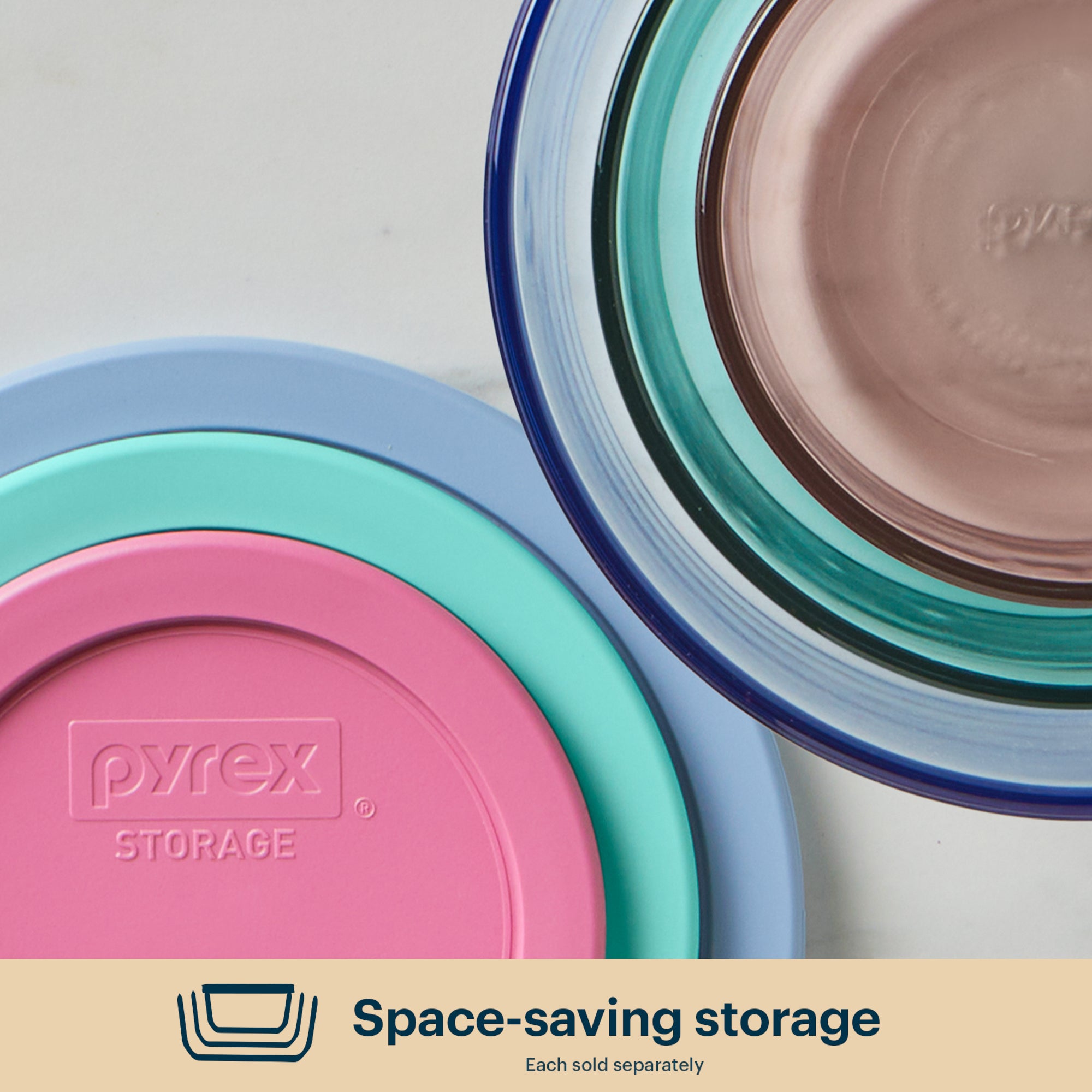 Pyrex Simply Store Tinted Glass 4-cup Round Storage Container with Lid. Pink - Image 5
