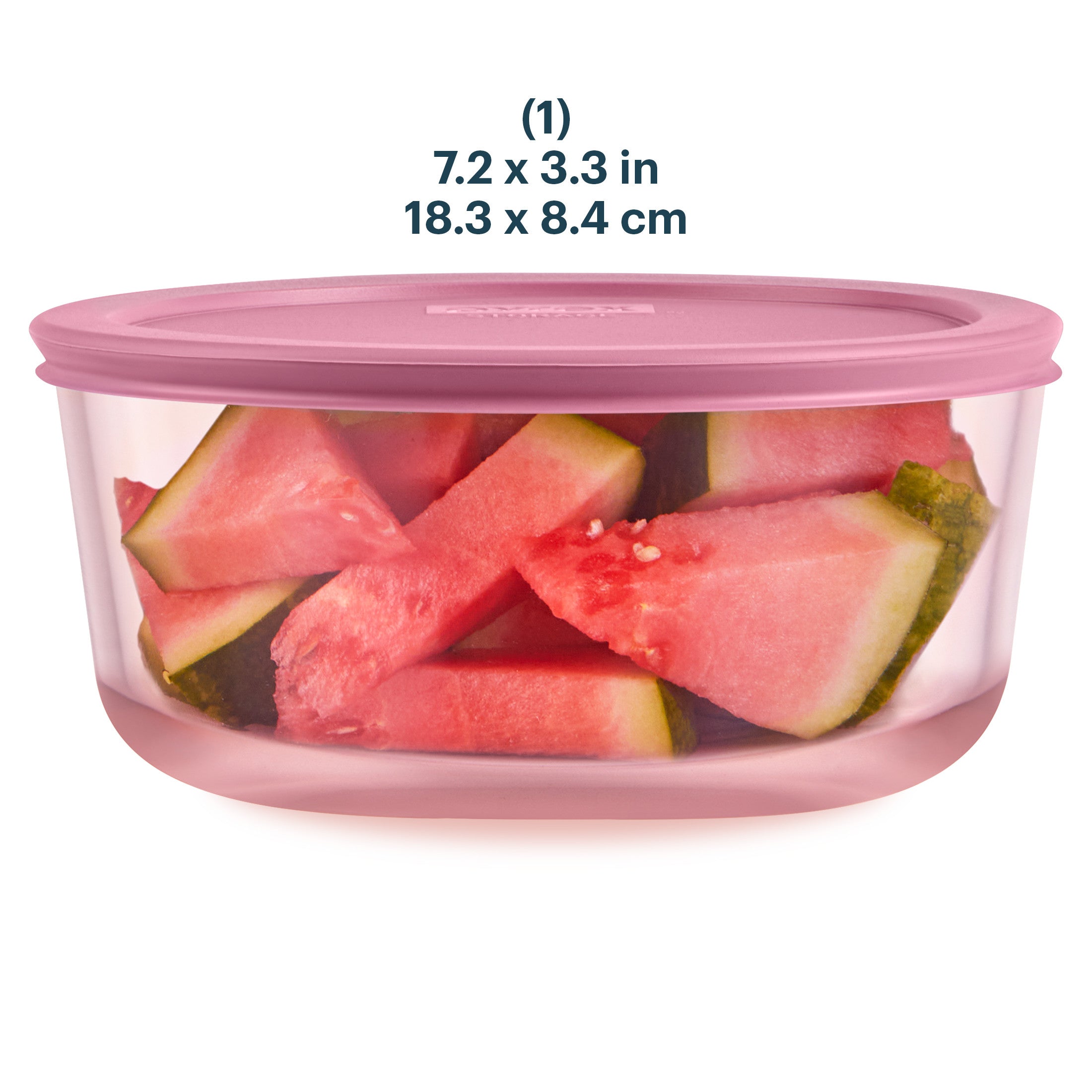 Pyrex Simply Store Tinted Glass 7-cup Round Storage Container with Lid. Pink - Image 2