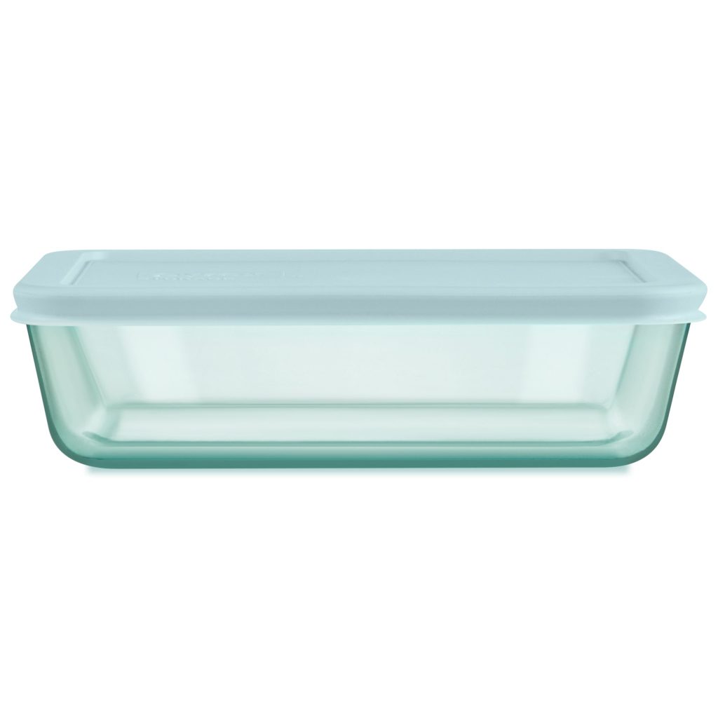 Pyrex? Simply Store? Tinted Glass 6-cup Rectangle Storage Container with Lid. Aqua