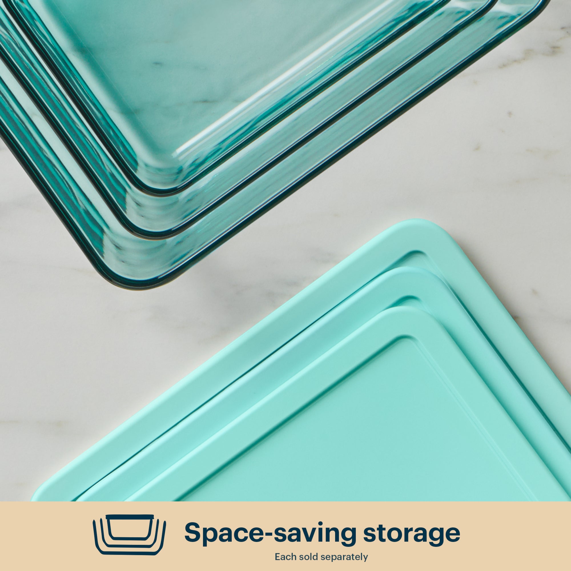 Pyrex Simply Store Tinted Glass 6-cup Rectangle Storage Container with Lid. Aqua - Image 5