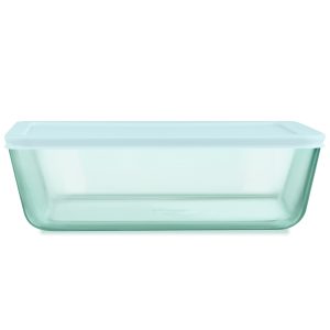 Pyrex Simply Store Tinted Glass 11-cup Rectangle Storage Container with Lid. Aqua