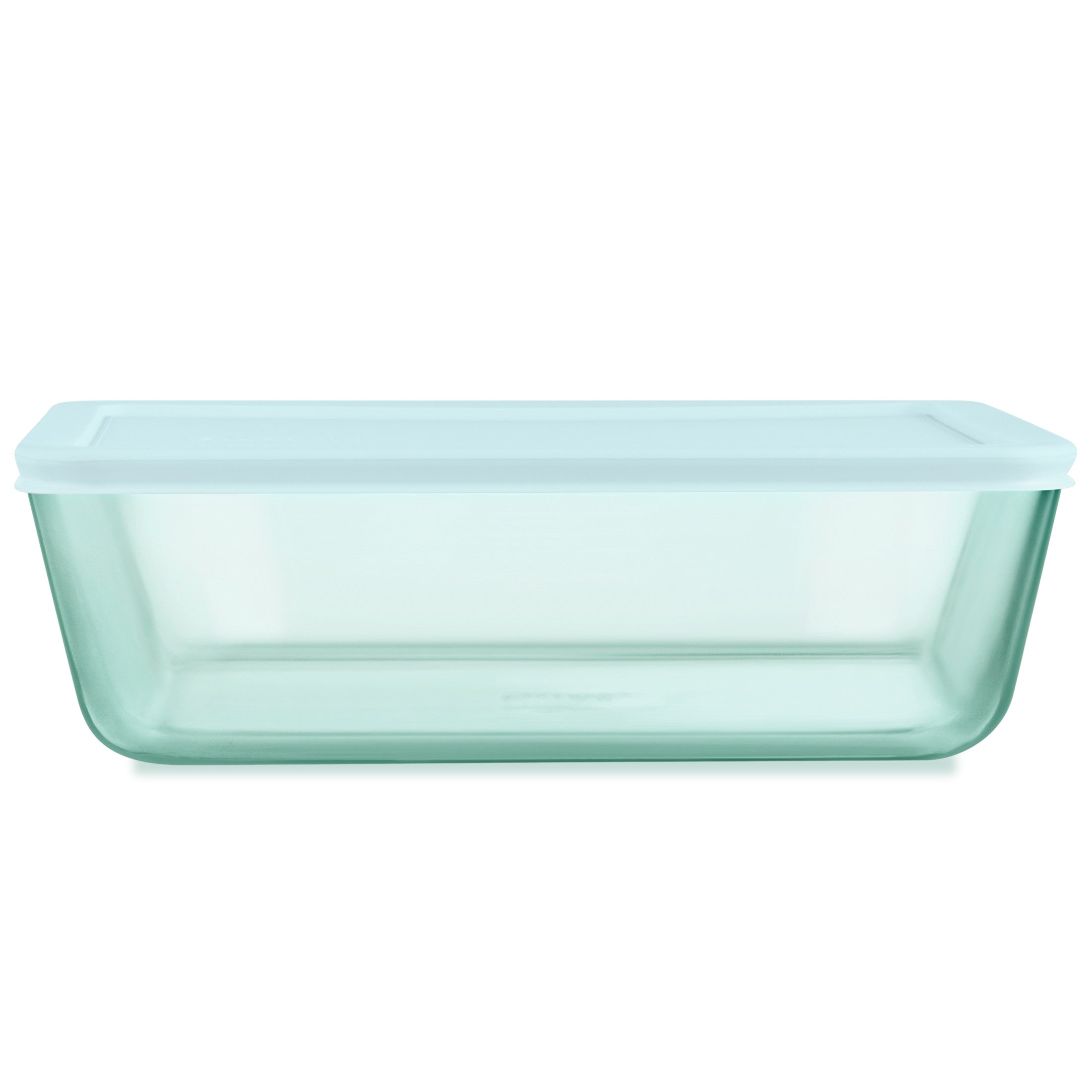 Pyrex Simply Store Tinted Glass 11-cup Rectangle Storage Container with Lid. Aqua