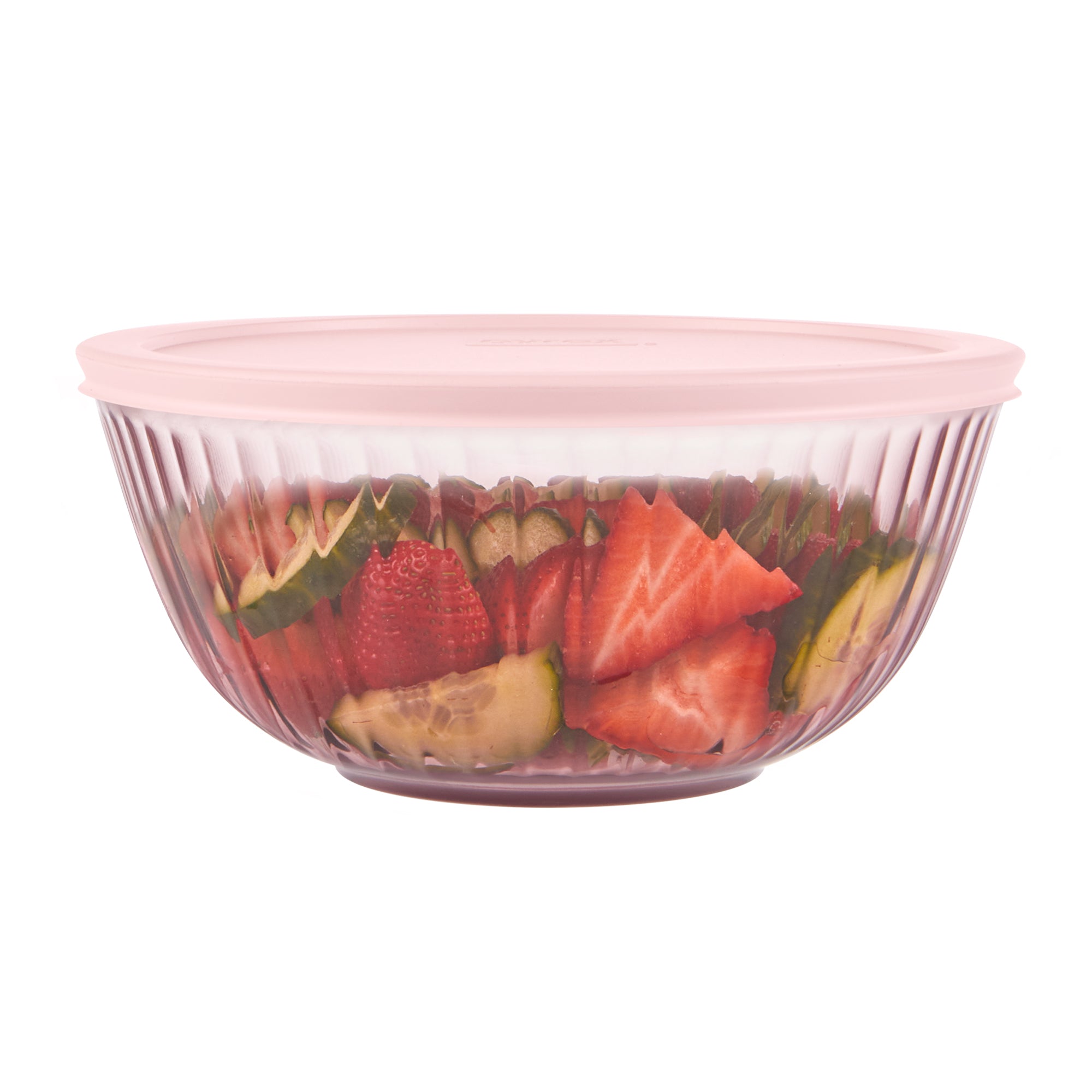 Pyrex Sculpted Tinted Glass 2.3QT Mixing Bowl with Lid. Pink - Image 2