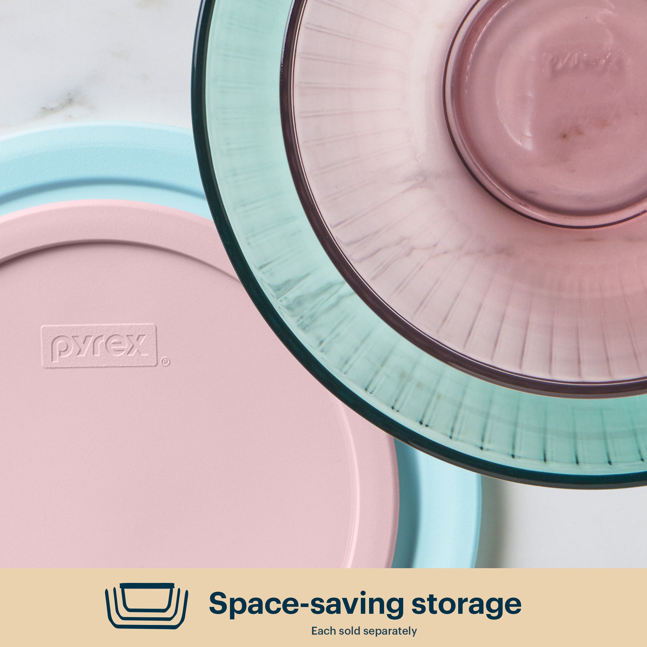 Pyrex Sculpted Tinted Glass 2.3QT Mixing Bowl with Lid. Pink - Image 5