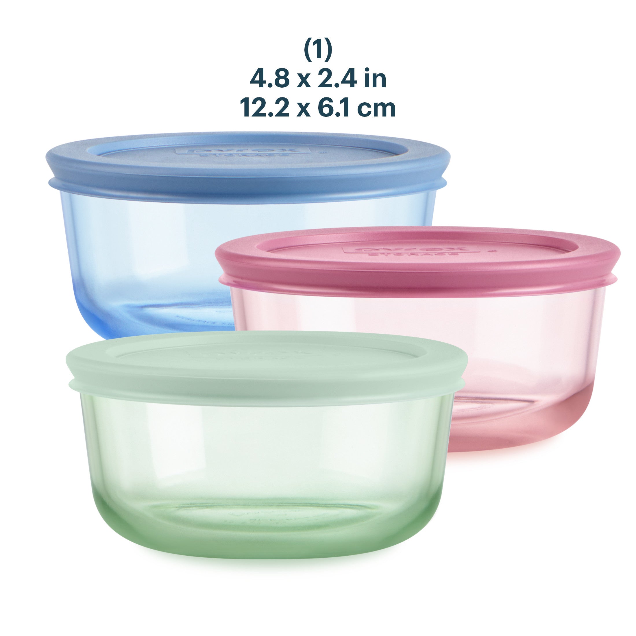 Pyrex Simply Store Tinted Glass 2-cup Round Storage Containers. 6-pc Set. Mixed Colors - Image 3
