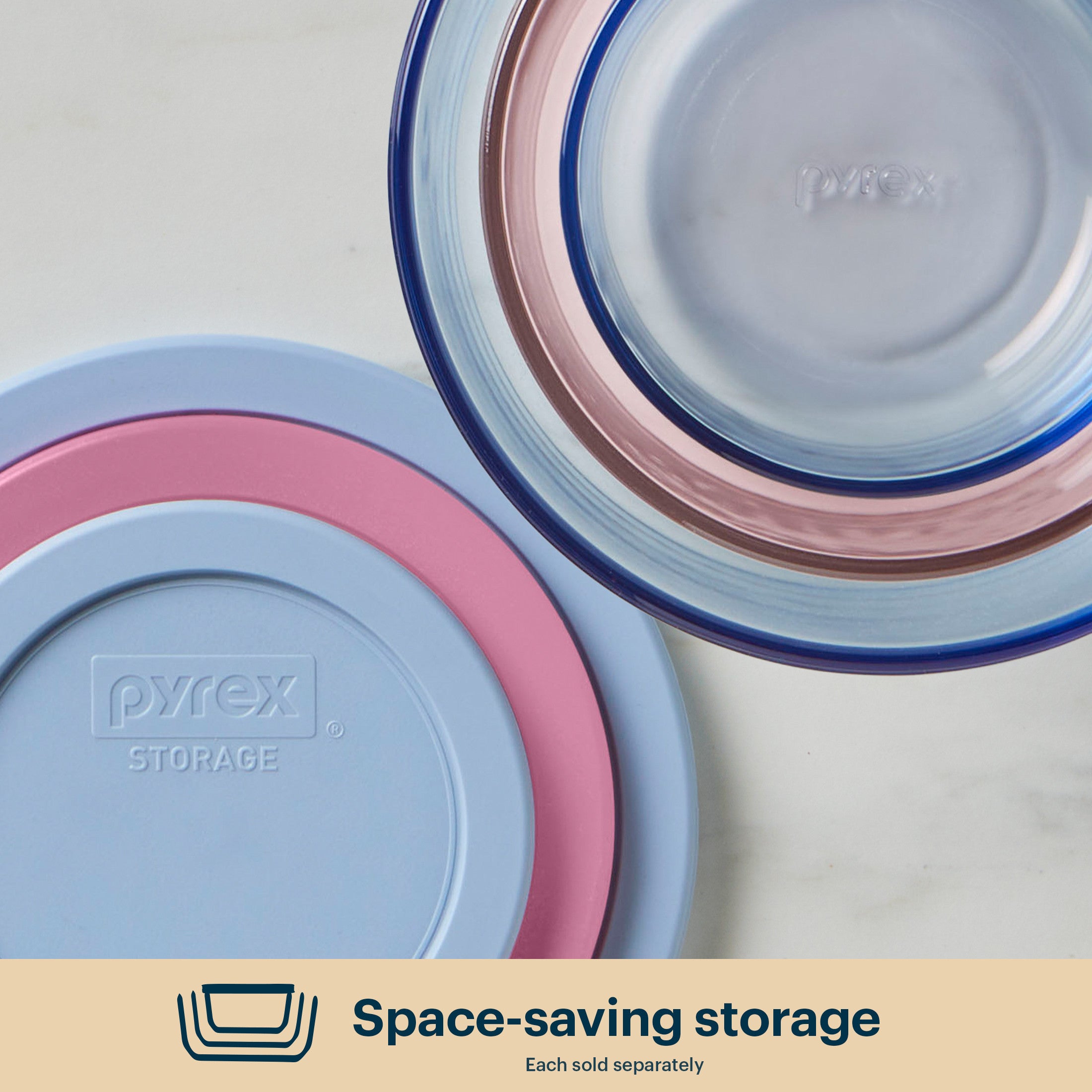 Pyrex Simply Store Tinted Glass 2-cup Round Storage Containers. 6-pc Set. Mixed Colors - Image 5