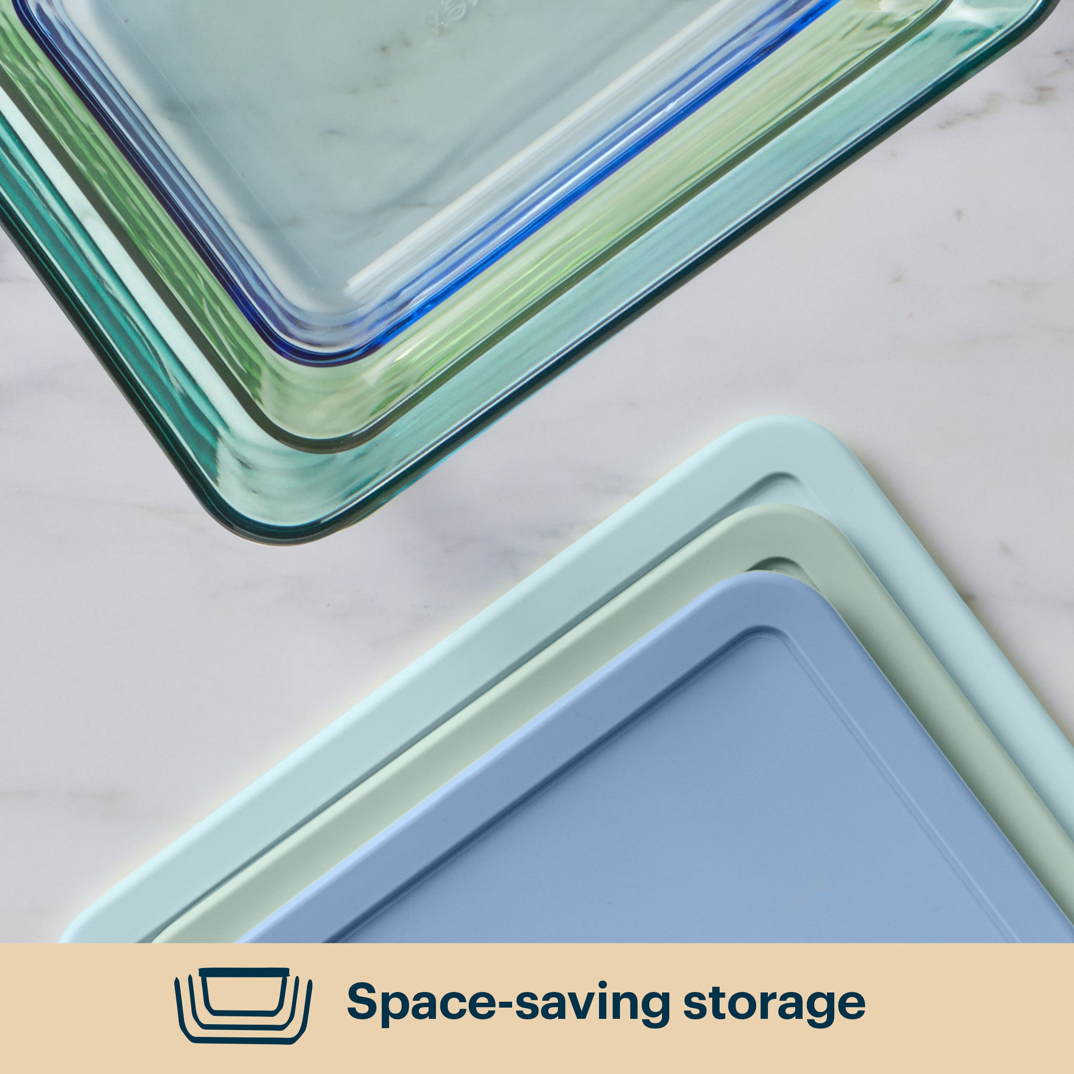 Pyrex Simply Store Tinted Glass Rectangle Storage Containers. 6-pc Set. Mixed Colors - Image 5