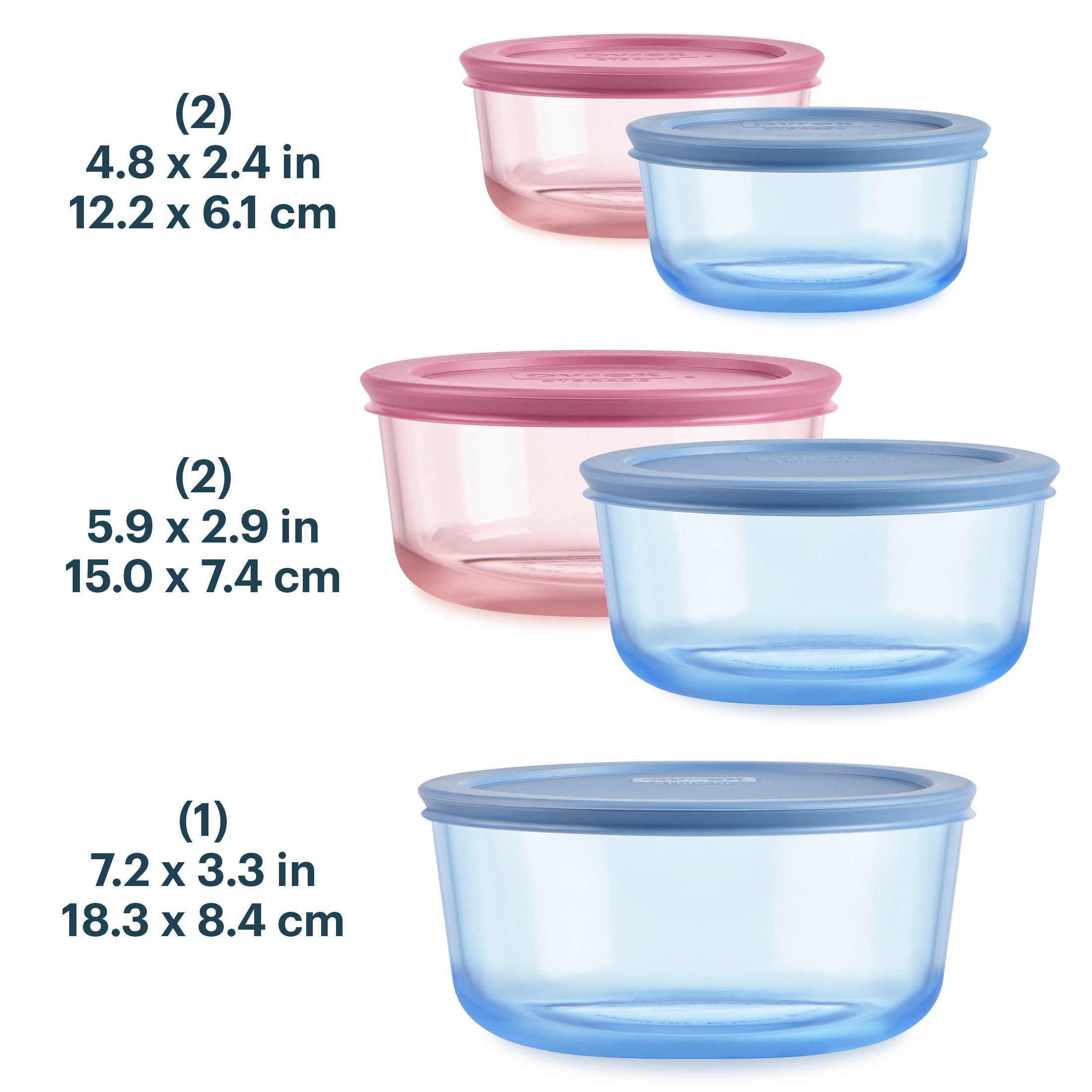 Pyrex Simply Store Tinted Glass Round Storage Containers. 10-pc Set. Mixed Colors - Image 3