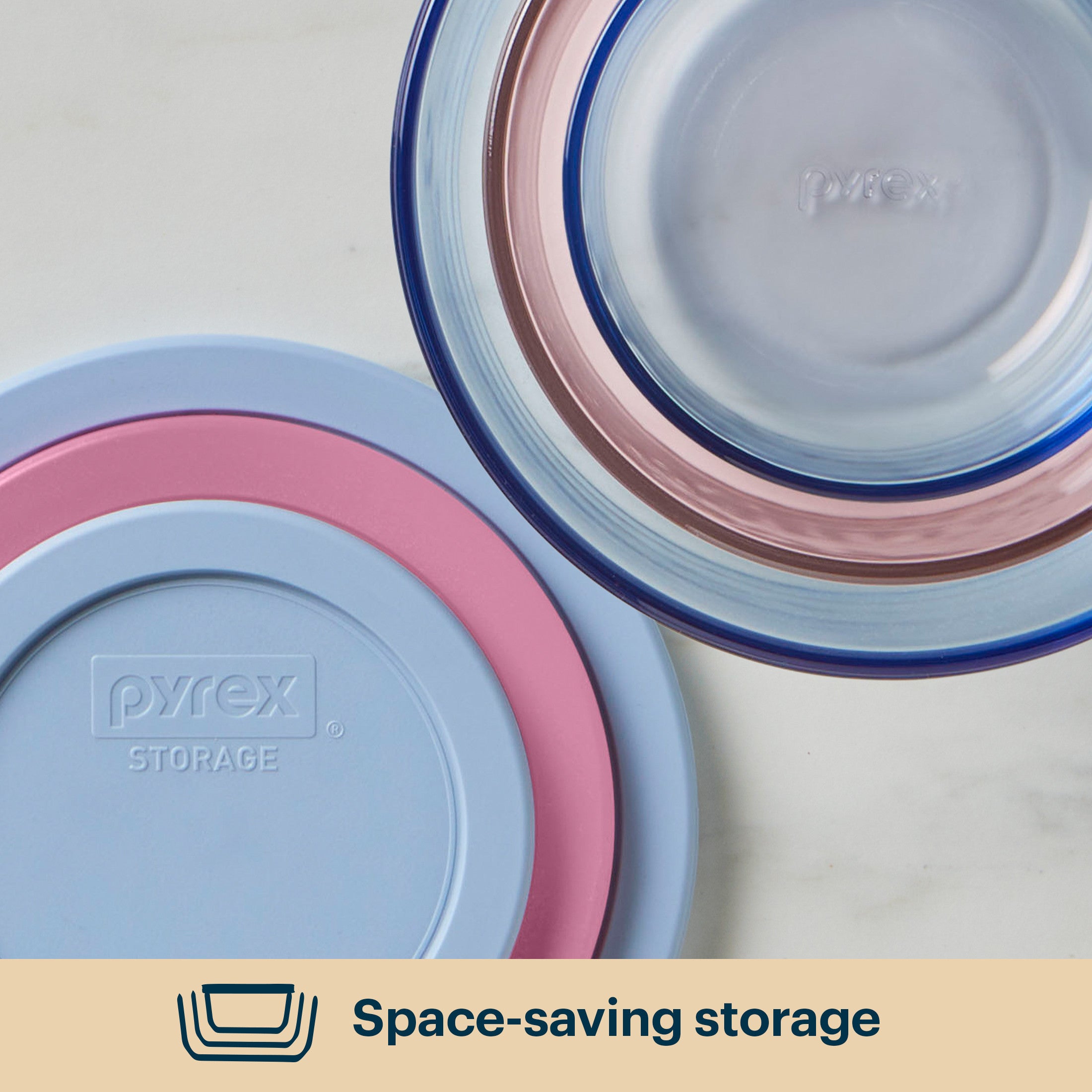 Pyrex Simply Store Tinted Glass Round Storage Containers. 10-pc Set. Mixed Colors - Image 5