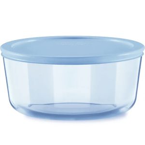 Pyrex Simply Store Tinted 7-cup Round Storage with Blue Plastic Lid