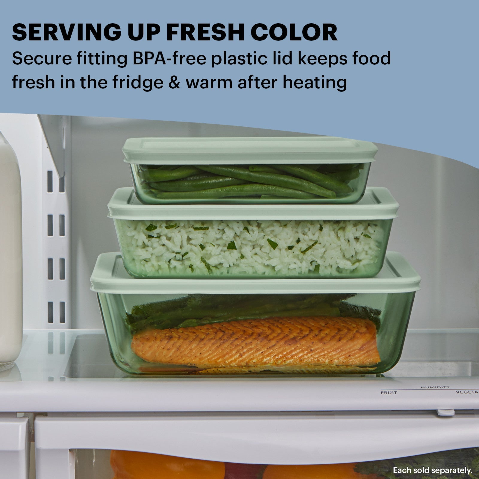 Pyrex Simply Store Tinted 3-cup Rectangle Storage with Green Plastic Lid - Image 3