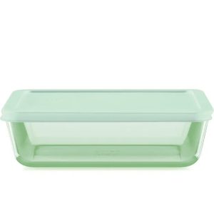 Pyrex Simply Store Tinted 6-cup Rectangle Storage with Green Plastic Lid