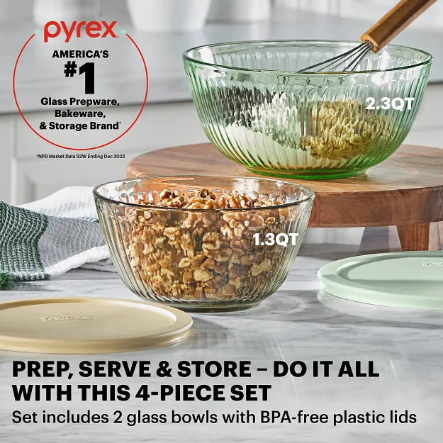 Pyrex Colors Sculpted Tinted 4-piece Mixing Bowl Value Pack - Image 2