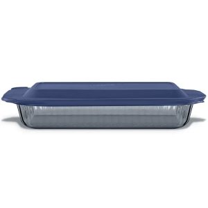 Pyrex Colors Sculpted Tinted 9 x 13 Baking Dish with Plastic Lid. Smoke