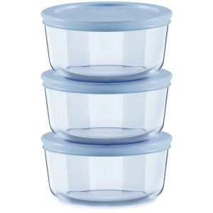Pyrex Simply Store Tinted 6-piece Round Storage Value Pack with Blue Plastic Lids