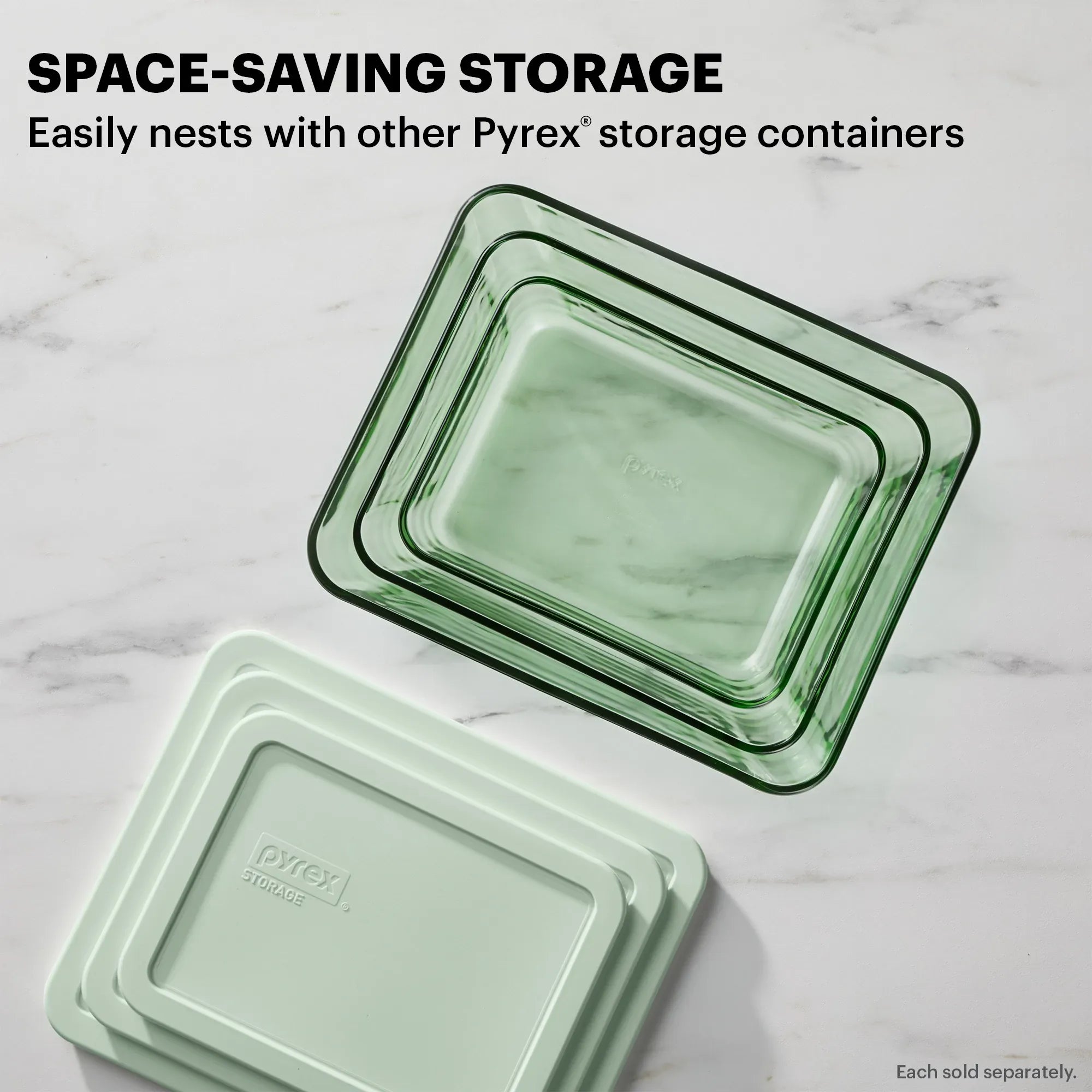 Pyrex Simply Store Tinted 11-cup Rectangle Storage with Green Plastic Lid - Image 4