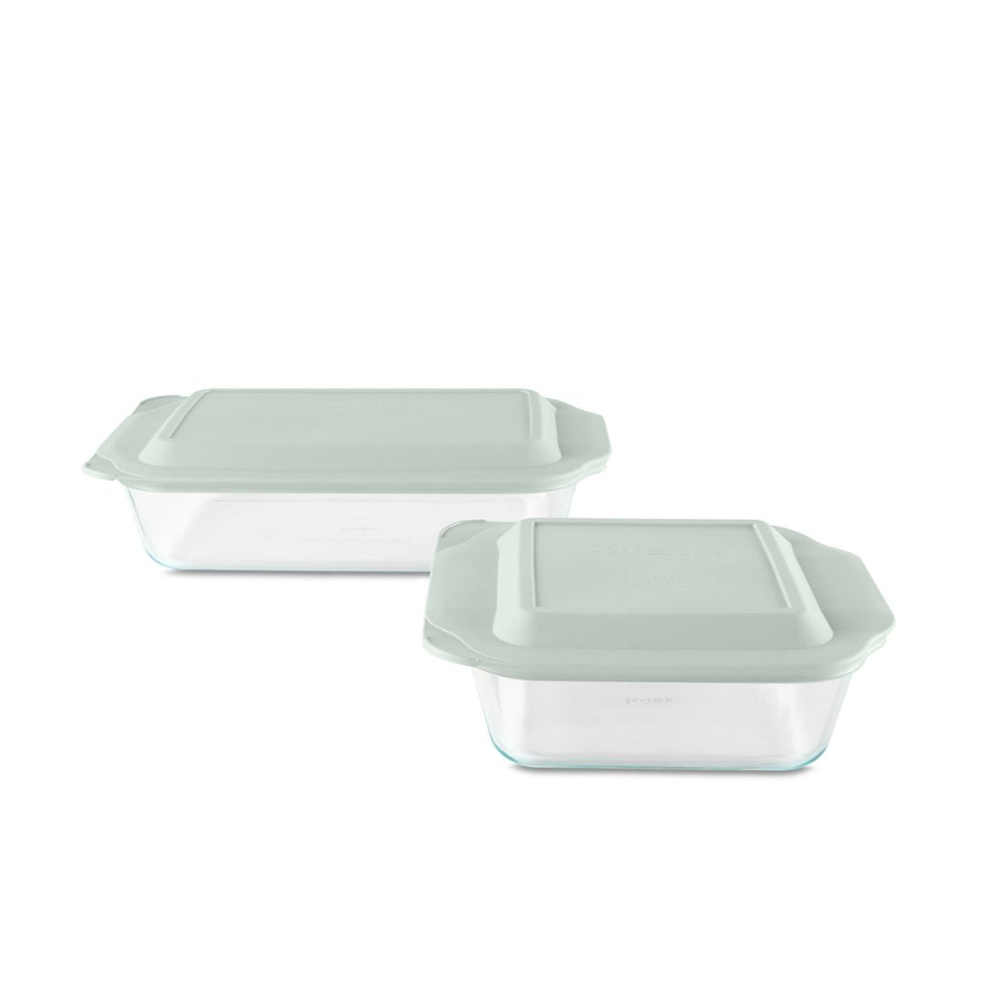 Pyrex? Deep 4-piece Baking Dish Set with Sage Lids